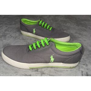 Polo Ralph Lauren Vaughn Grey Neon Green Mens Shoe Size 11D‎ Good Condition